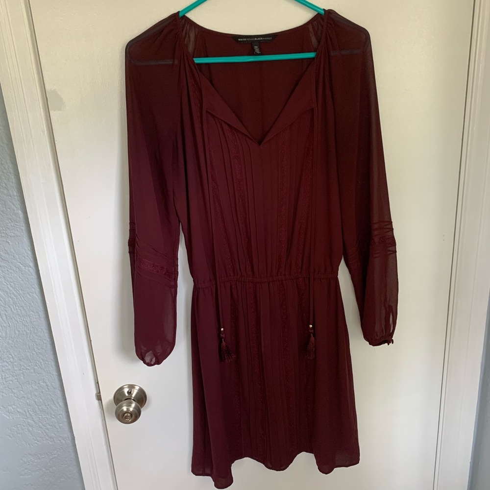 Burgundy long sleeve mini dress